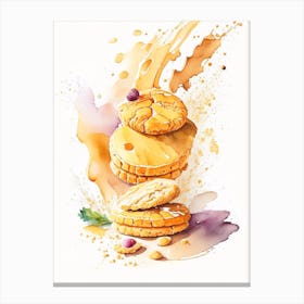 Peanut Butter Cookies Dessert Storybook Watercolour 1 Flower Canvas Print