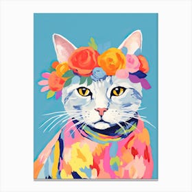 Australian Mist Cat With A Flower Crown Painting Matisse Style 1 Canvas Print