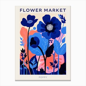 Blue Flower Market Poster Poppy 1 Canvas Print