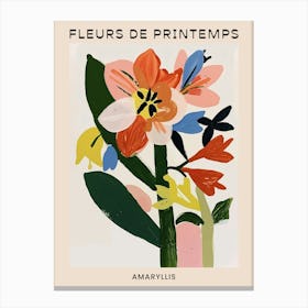 Spring Floral French Poster  Amaryllis 4 Canvas Print