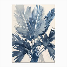 Blue Palm Leaves Canvas Print