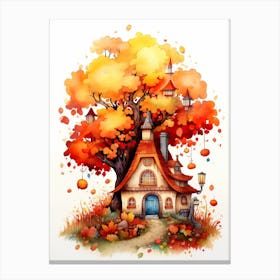 Cute Autumn Fall Scene 4 Canvas Print
