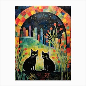 Black Cats In The Archway Of A Medieval Monastery Canvas Print