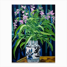 Flowers In A Vase Still Life Painting Lobelia 1 Canvas Print