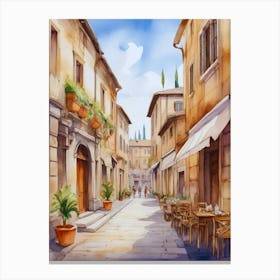 Watercolor Street Scene Canvas Print