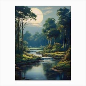 Forest At Night Photo Canvas Print