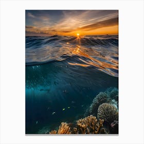 Coral Reef At Sunset-Reimagined Canvas Print