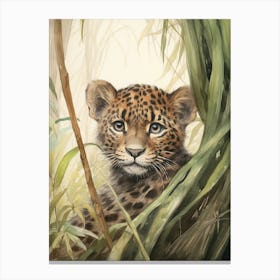 Storybook Animal Watercolour Jaguar Canvas Print