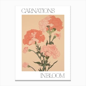 Carnations In Bloom Flowers Bold Illustration 3 Canvas Print