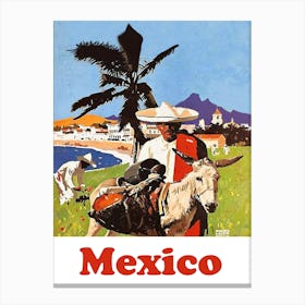 Mexico, Man With A Donkey Canvas Print