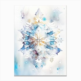 Symmetry, Snowflakes, Storybook Watercolours 1 Canvas Print