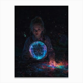 Girl With A Glowing Ball Canvas Print