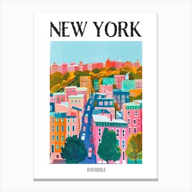 Riverdale New York Colourful Silkscreen Illustration 3 Poster Canvas Print