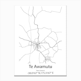 Te Awamutu,New Zealand Minimalist Map Canvas Print