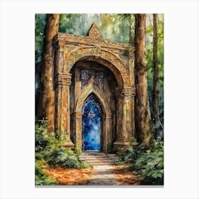 Elven Portal ~ Magical Stargate in the Woods ~ Fairytale Watercolour Forest Canvas Print