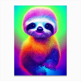 Neon Sloth Canvas Print
