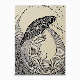 Firefly Squid Linocut Canvas Print
