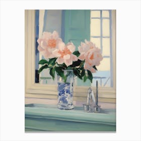 A Vase With Camellia, Flower Bouquet 1 Canvas Print