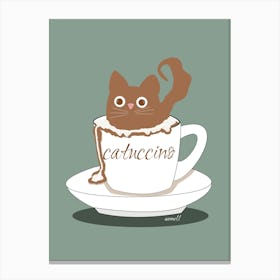 Cat In A Cup Of Cappuccino 2 Canvas Print