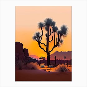 Joshua Tree At Dawn In Desert Vintage Botanical Line Drawing  (9) Canvas Print