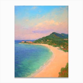 Sveti Stefan Beach Montenegro Monet Style Canvas Print
