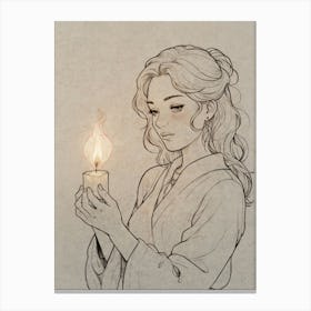 Girl Holding A Candle Canvas Print