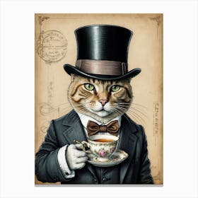Cat In Top Hat 2 Canvas Print
