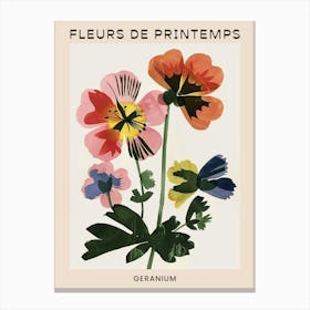 Spring Floral French Poster  Geranium 2 Canvas Print