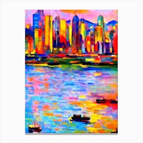 Hong Kong Victoria Harbour Hong Kong Brushwork Painting harbour Canvas Print