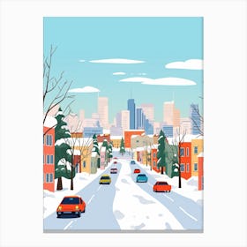 Retro Winter Illustration Chicago United States Canvas Print