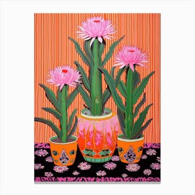 Mexican Style Cactus Illustration Ferocactus Cactus 3 Canvas Print