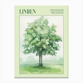 Linden Tree Atmospheric Watercolour Painting 8 Poster Canvas Print