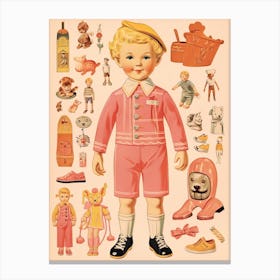 Vintage Paper Doll Boy Kitsch 7 Canvas Print
