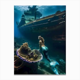 Mermaid In The Ocean-Reimagined Canvas Print