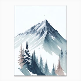 Mountain And Forest In Minimalist Watercolor Vertical Composition 173 Canvas Print