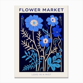 Blue Flower Market Poster Nigella Love In A Mist 2 Canvas Print