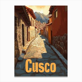 Aihrgdesign A Retro Travel Poster For Cusco Featuring The Anc D37035ba 9067 43ee 9342 Fe41436fc208 3 Canvas Print