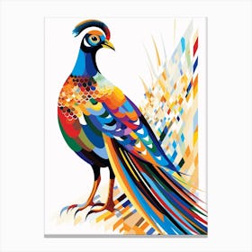 Colourful Geometric Bird Pheasant 5 Canvas Print