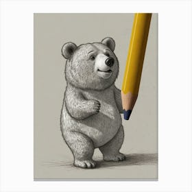 Bear Pencil Drawing Canvas Print