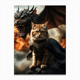 Cat And Dragon Canvas Print