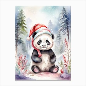Cute Happy Baby Panda In Forest Canvas Print