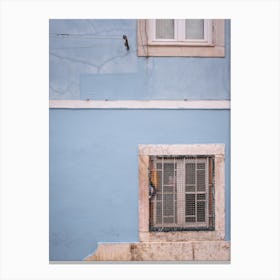 Sky Blue Wall And Windows Canvas Print