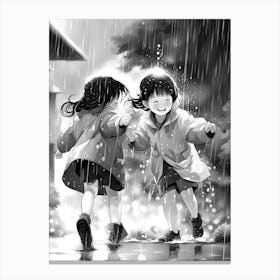 Two Girls In The Rain Canvas Print