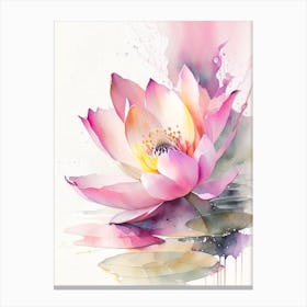Pink Lotus Storybook Watercolour 1 Canvas Print