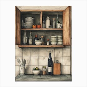 Kitchen Cupbord Illustration 2 Canvas Print