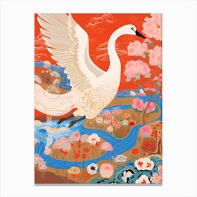 Maximalist Bird Painting Swan 4 Canvas Print