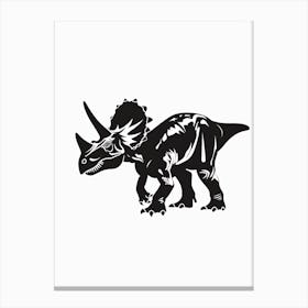 Black Triceratops Silhouette 1 Canvas Print