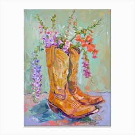 Cowboy Boots And Wildflowers Foxglove Canvas Print
