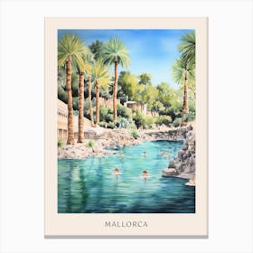 Swimming In Mallorca Spain 2 Watercolour Poster Canvas Print