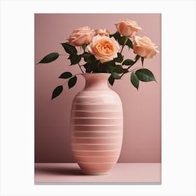 A Vase Of Pink Roses 39 Canvas Print